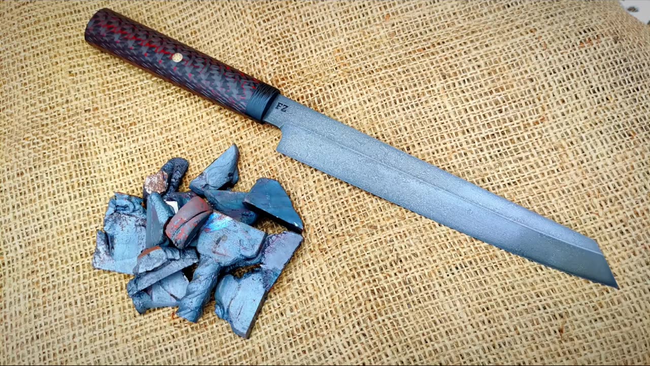 Wootz steel from Wootz scraps. Making a Japanese sashimi knife