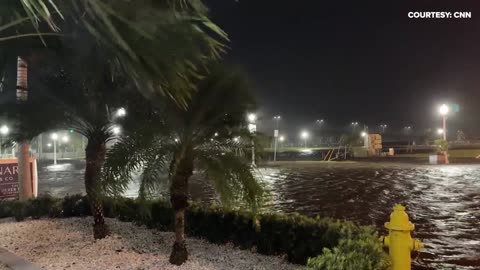 Hurricane Milton: Significant flooding seen in the streets of Fort Myers, Florida