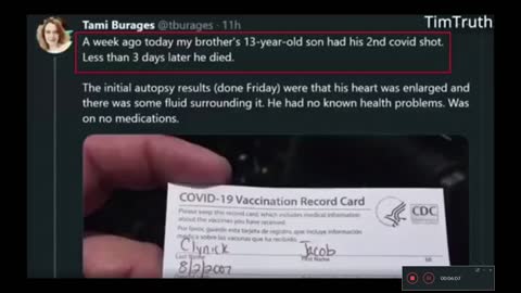 Teenagers Dying from the Covid 19 Vaccine 9th September 2021