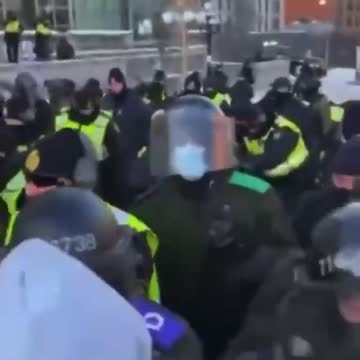 Reports are showing the woman who was trampled by these police horses is in the hospital