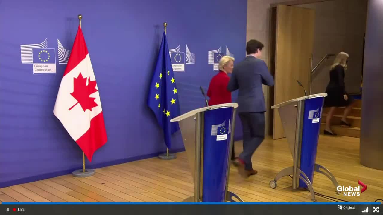 Trudeau says Canada, EU "united" in standing up for democracy amid Ukraine war