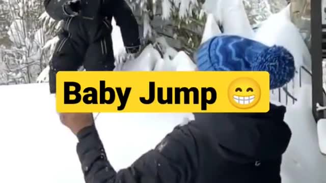 Baby Jumping 😱 #shorts #baby #kids #snow #amazing