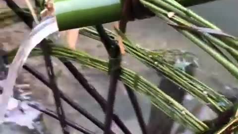 waterwheel made of bamboo