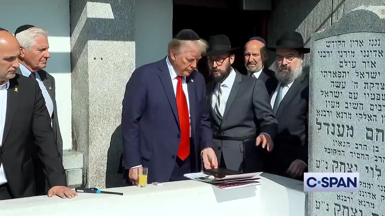 President Donald Trump at tomb of Lubavitcher Rebbe Menachem Mendel Schneerson in Queens, NY.