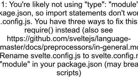 Error in svelteconfigjs Syntax Error Cannot use import statement outside a module