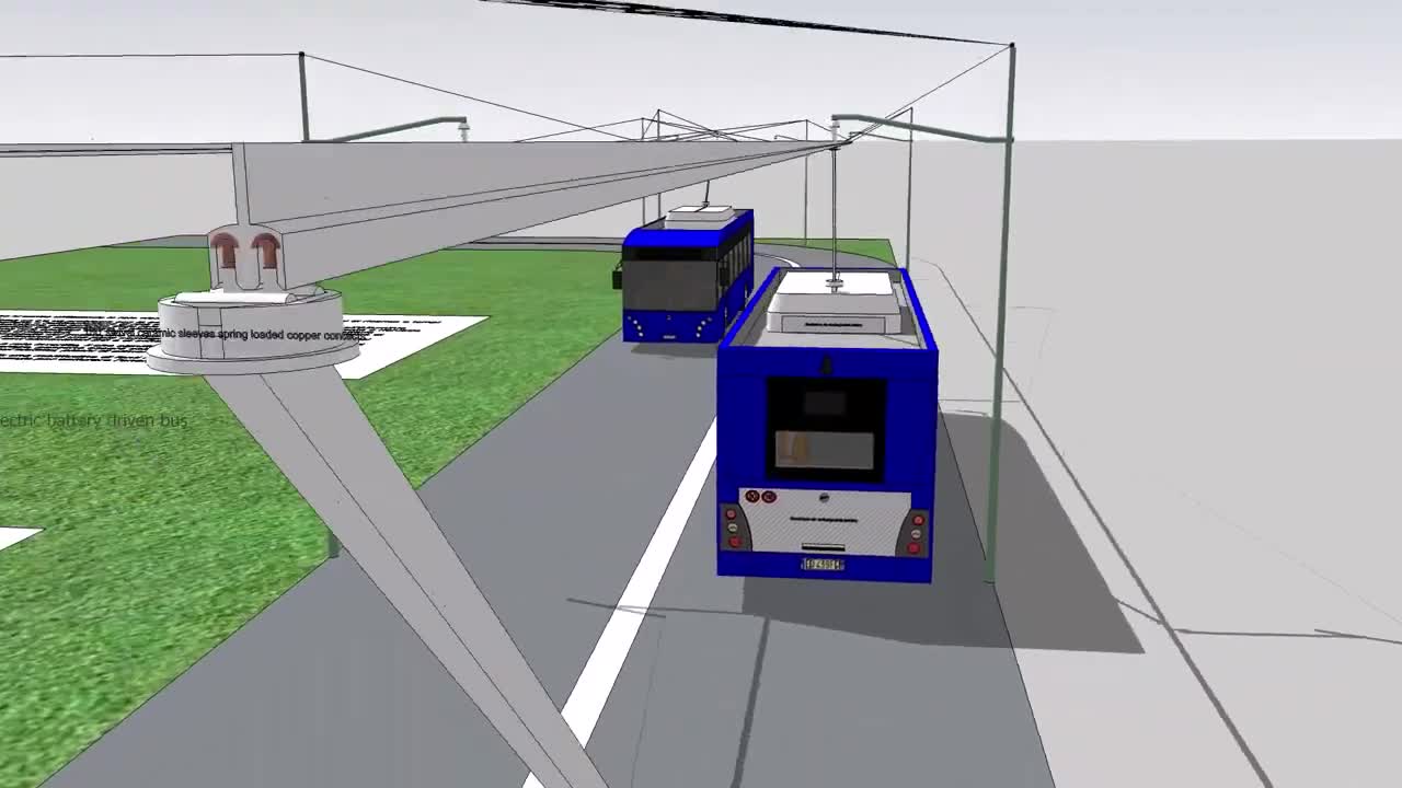 Sketchup model I made Overhead power supply line for Aluminium air battery driven Bus