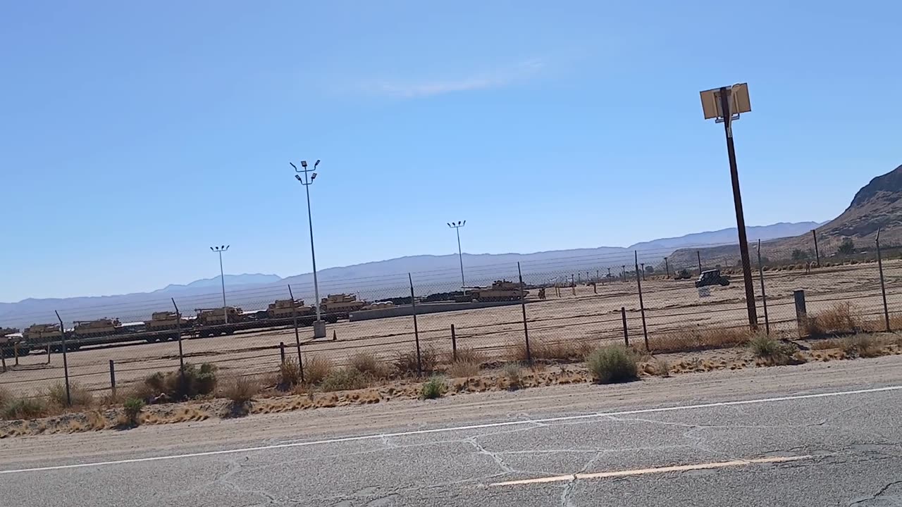 Yermo CA - USMC - M1 Abrams Tanks Unloading off Railroad Cars