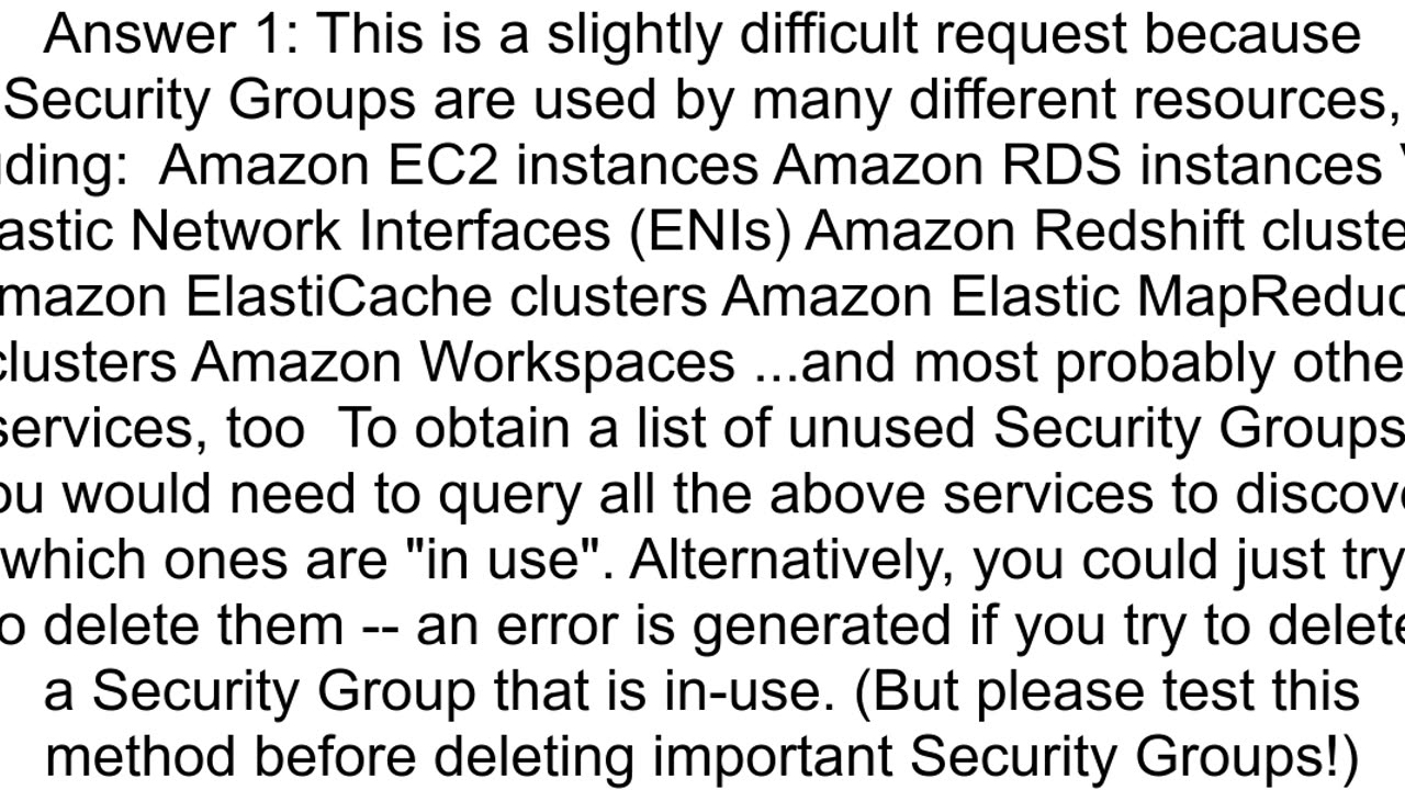 How to find Unused Security Groups of all AWS Security Groups