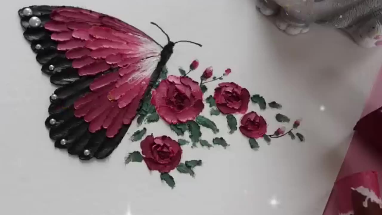 Oil pastel drawing - Ruby Rose Butterfly #oilpastel #creativeart #drawing #butterflydrawing #art