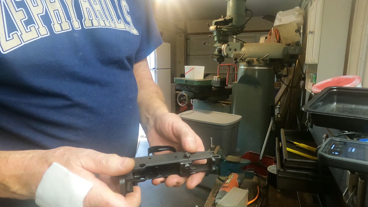 VZ61 Scorpion Riveting the trigger guard to the receiver.