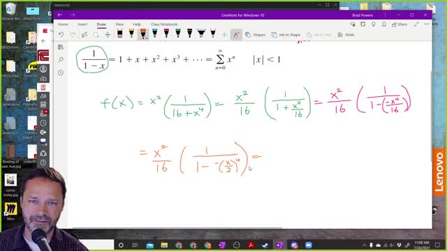 Calculus 2 - Section 11-9 - Class example of finding a power series representation