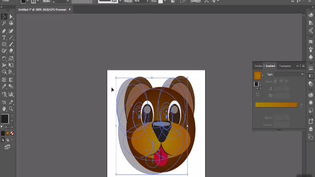 making a bear face with illstrator