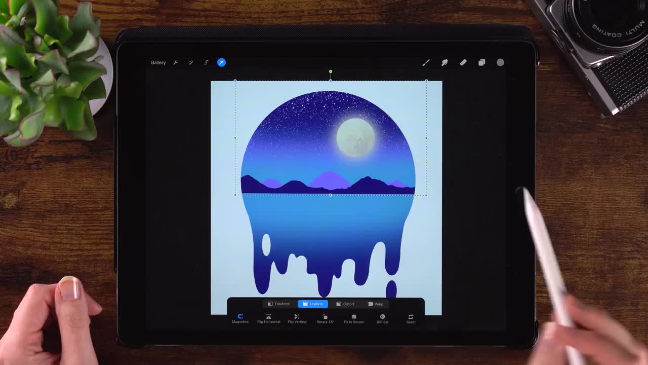 YOU Can Draw This NIGHT SCENE Landscape in PROCREATE easy landscape drawing tutorial