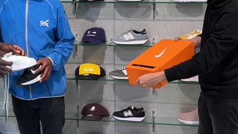 The boy's magic shoes at the scene are confused by everyone around him