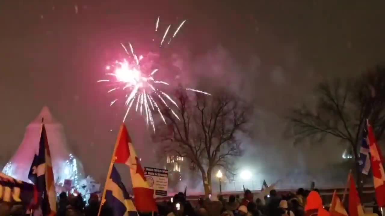 Quebec City is a massive party tonight protesting in solidarity with Ottawa.