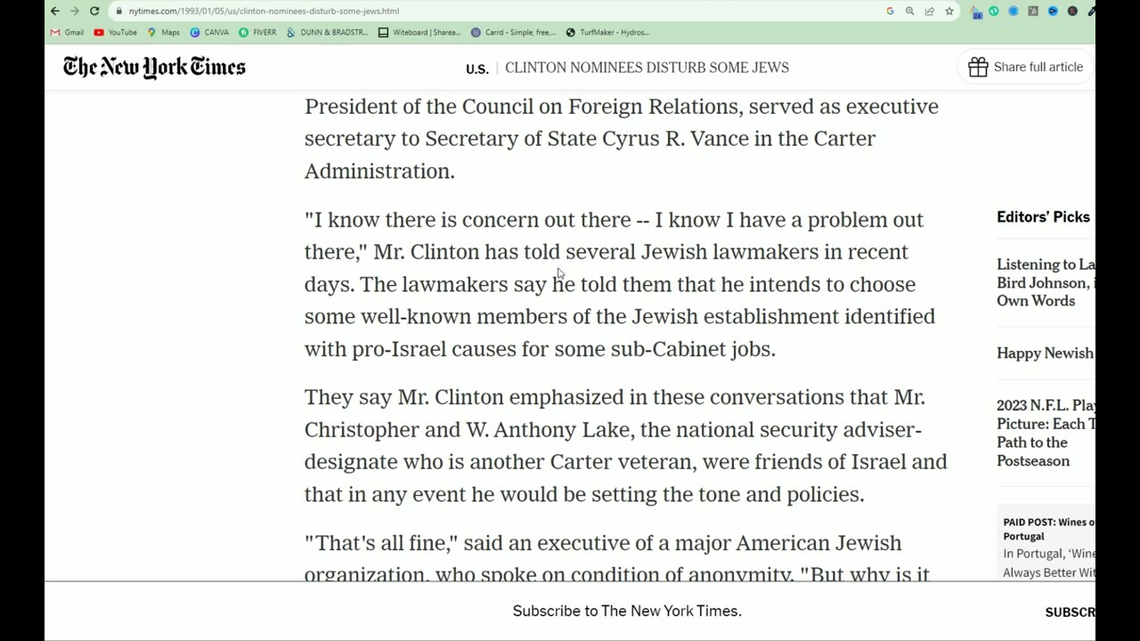 BILL CLINTON WAS OWNED BY THE JEWS