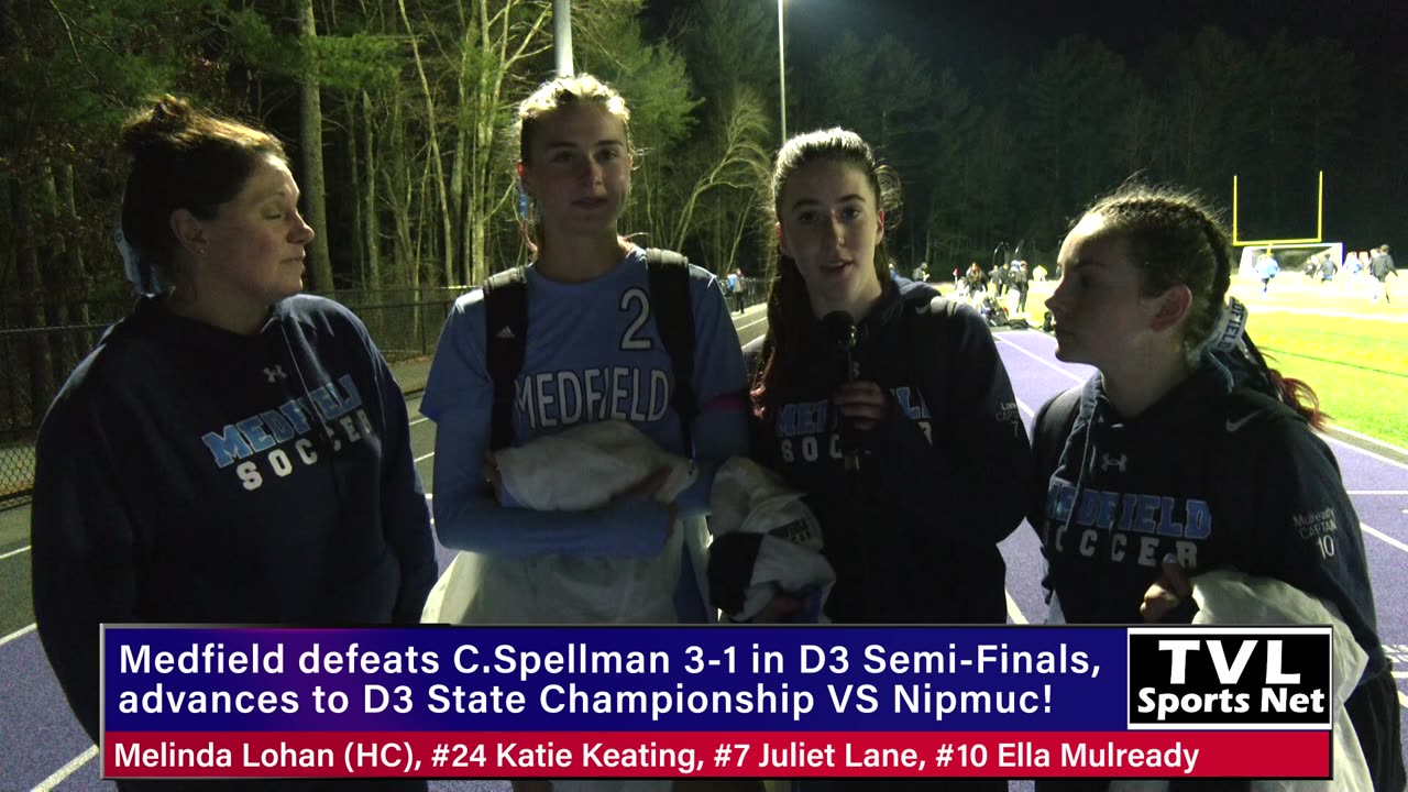 Medfield Girls Soccer takes on Cardinal Spellman in 2024-25 D3 State Semi-Finals