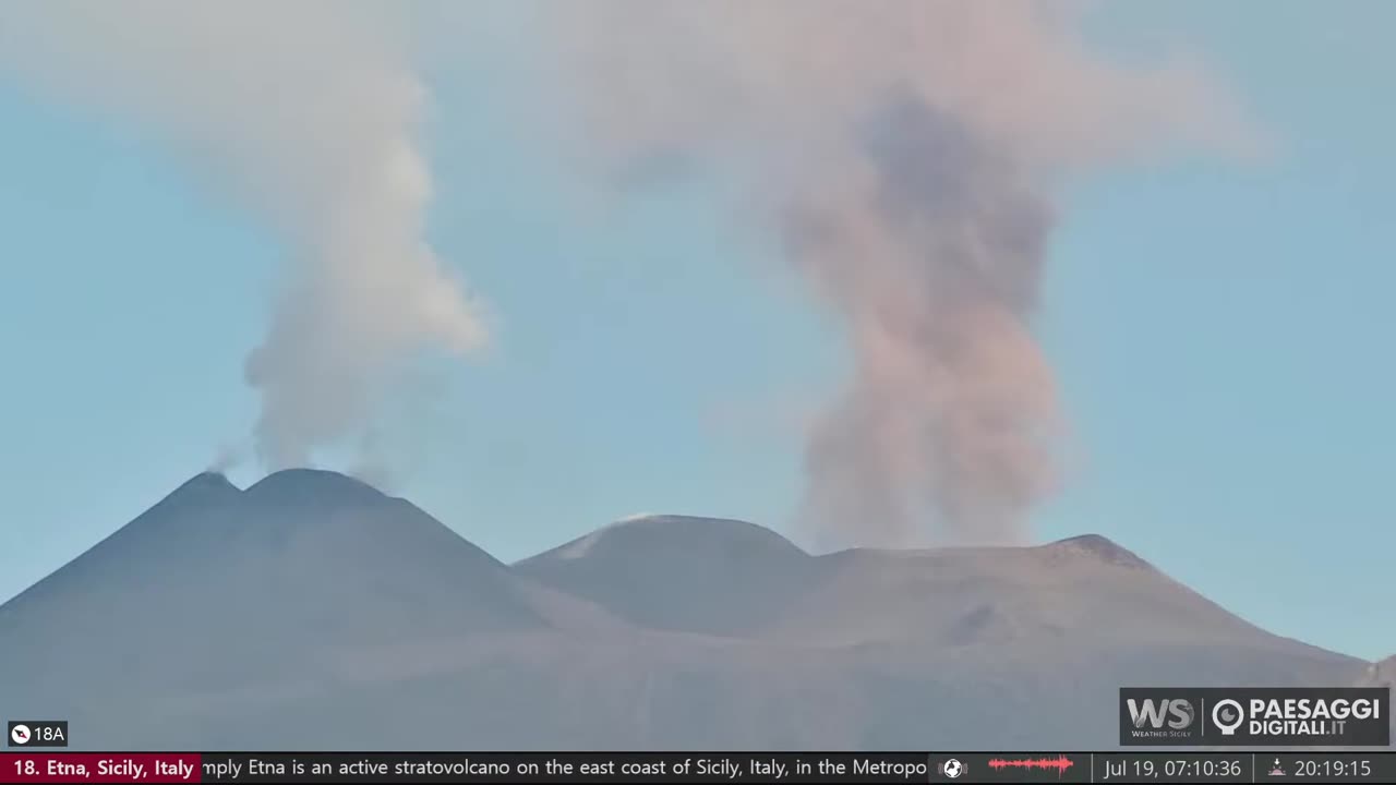 Jul 19, 2024: Etna Volcano Erupting from 3 Separate Cones- 7 hours ago