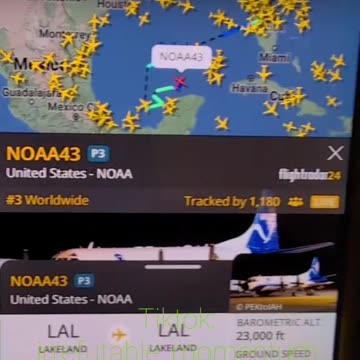 Guy shows us NOAA42 flew last week. Now NOAA43 in same spot of Hurricane.