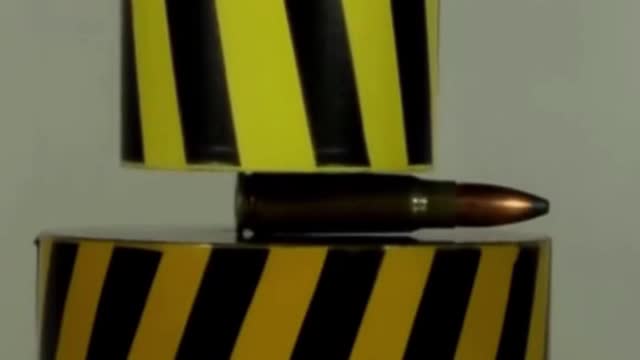 100 ton hydraulic press crushes cartridges. #mechanical