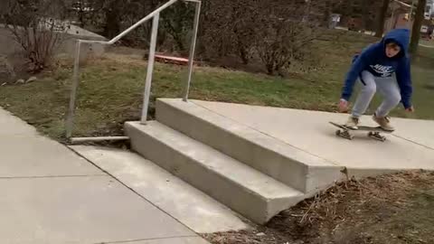 Ollie down a 2 stair