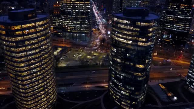 Costanera center and city lights in Santiago, Chile