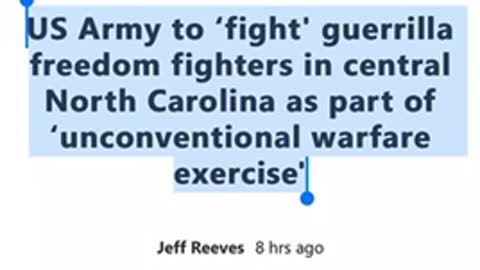 US Army to ‘fight' guerrilla freedom fighters in central North Carolina as part of ‘unconventional.