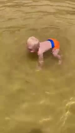 First swim in the lake