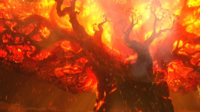 GREAT TREE TORCHED BY RAIDERS