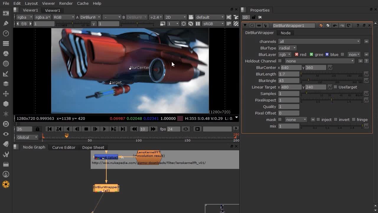 The thirteenth step in Nuke's processing of real camera effects.
