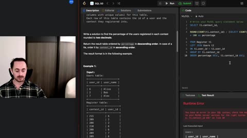 SQL Join and PERCENT CALC