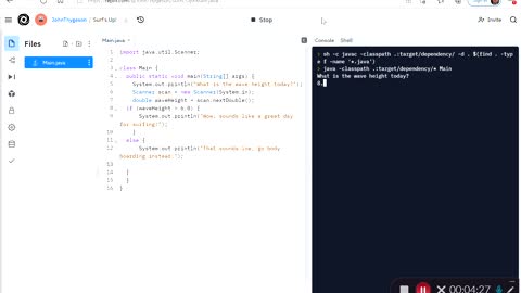 Surf's Up! Using Java