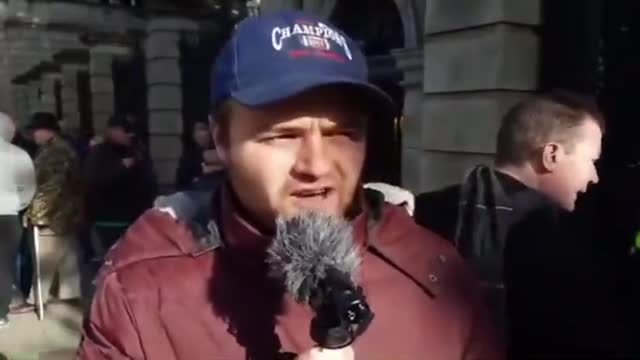 An Irish Patriot outside the Dail..