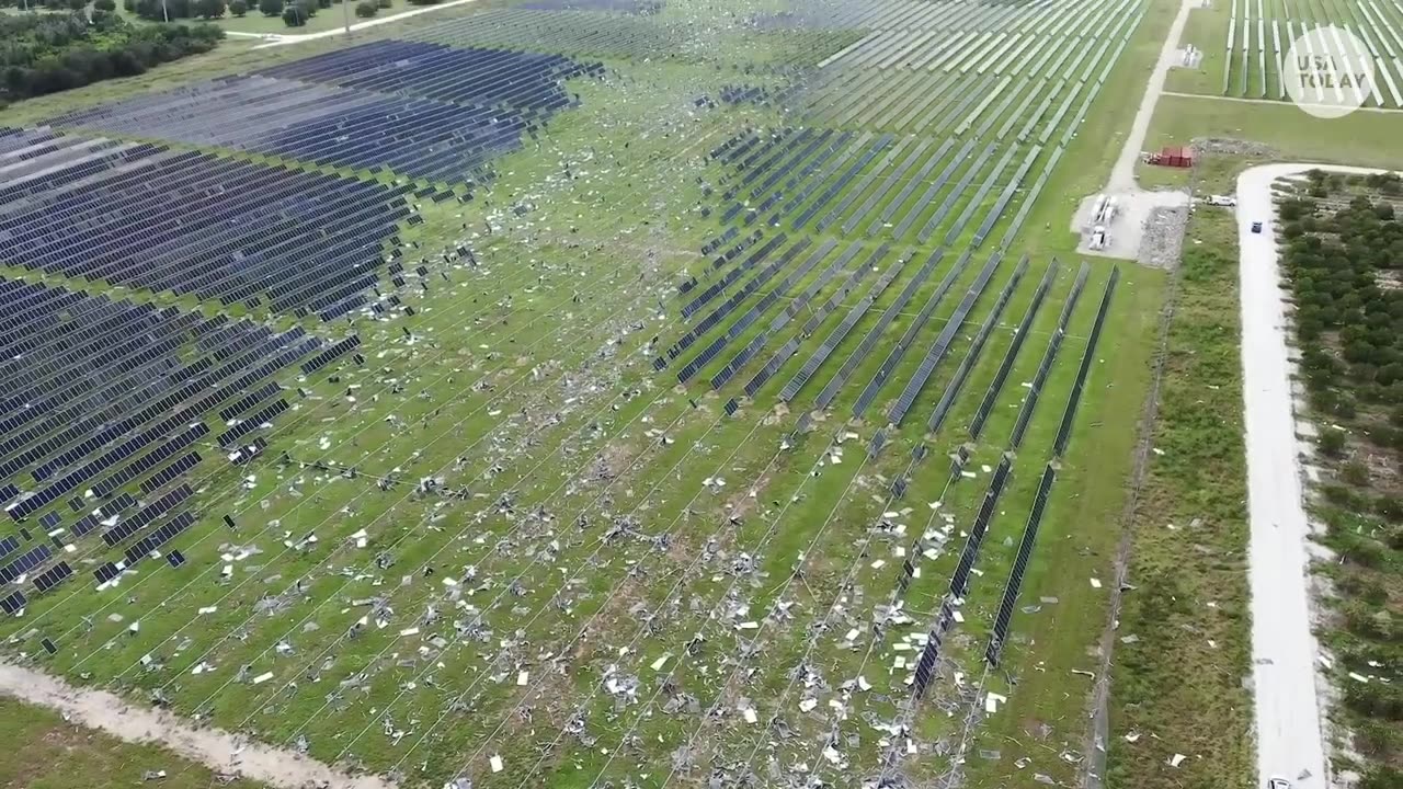 Aerial footage shows path of tornado through Florida solar plant _ USA TODAY