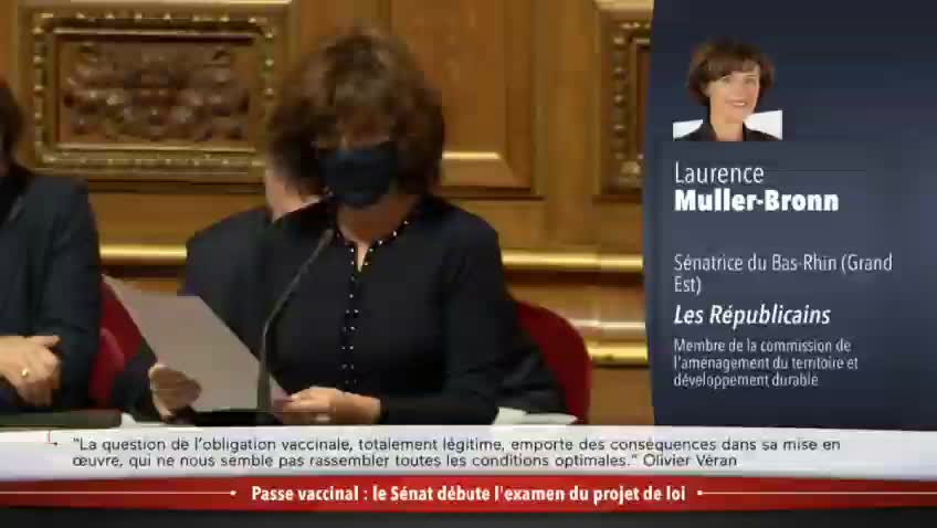 En Direct du Sénat, déclaration de la sénatrice Muller Bronn sur le passe vaccinal covid 19