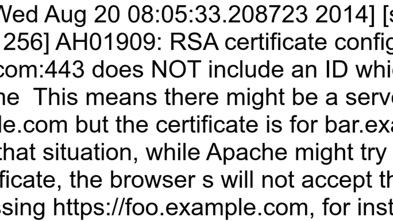 Certificate does NOT include an ID which matches the server name