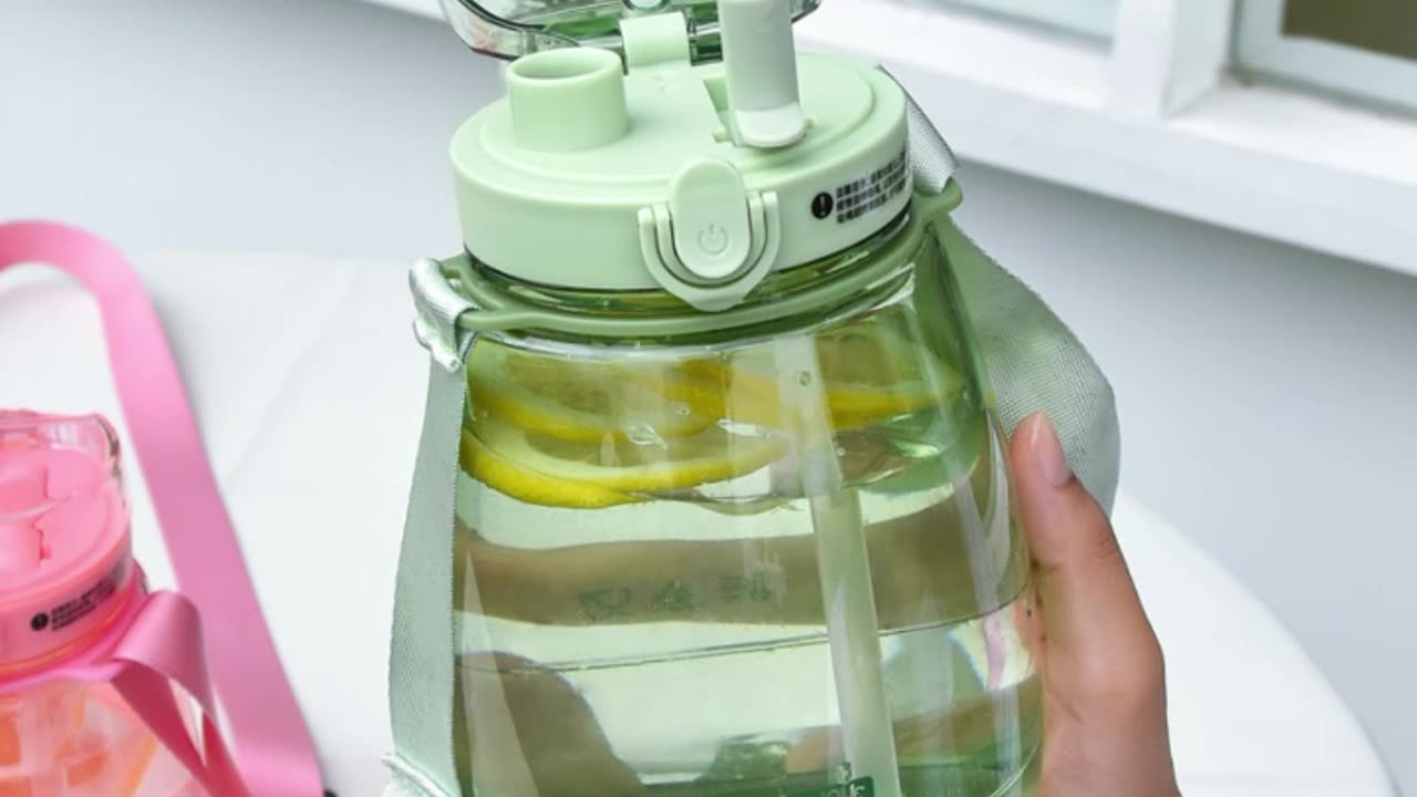 1300ml Large-capacity Sports Water Cup Straight Drink Straw Dual-use Cup -Oneok