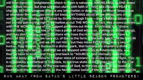 Satan’s Little SEASONED NUGGETS- The Matrix = Gnosticism