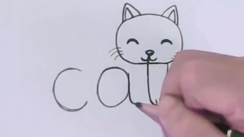 Very Easy How to turn Words Cat Into a Cartoon Cat Wordtoons learning step by step