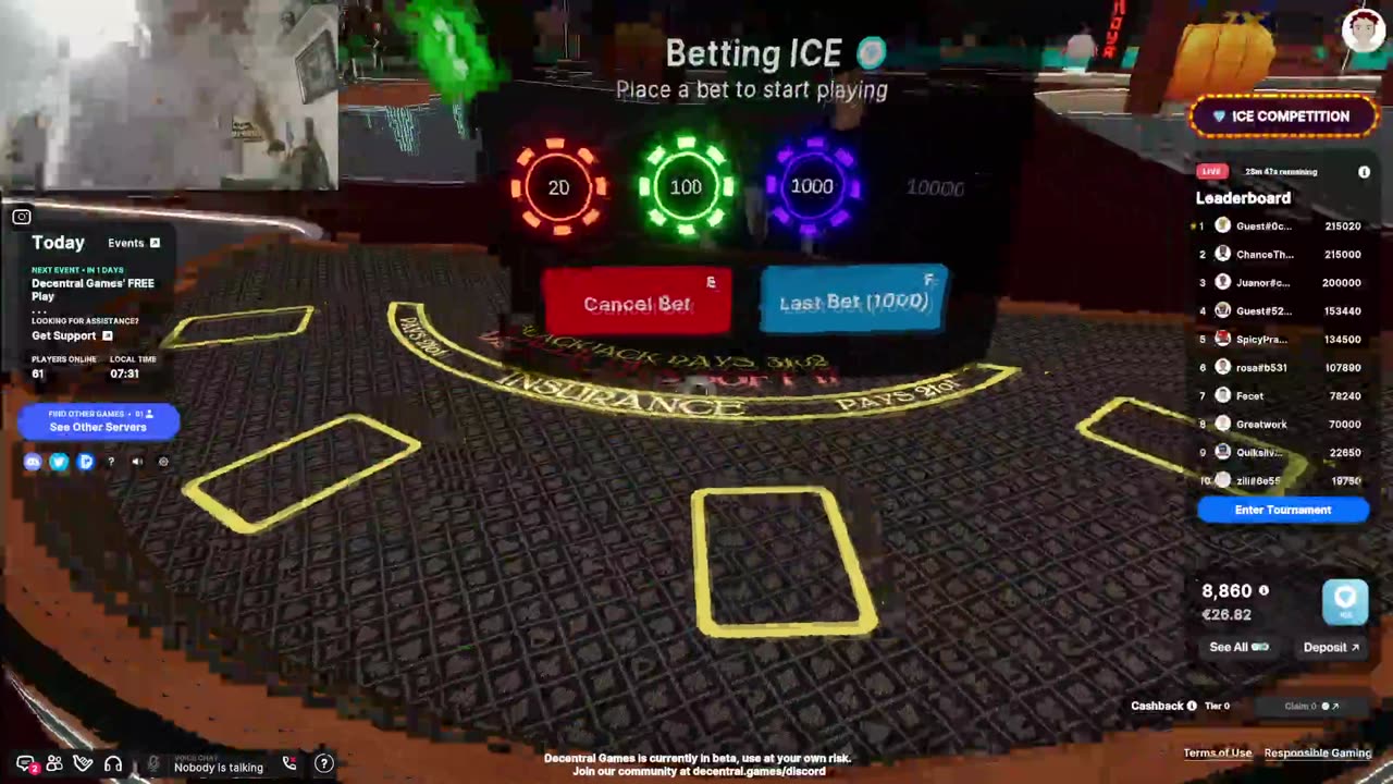 im going live on decental games casino blockchain game
