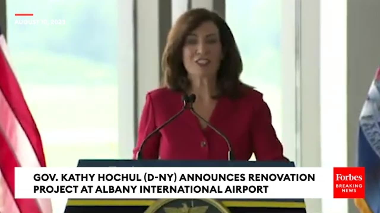 New York Governor Kathy Hochul Announces Renovation Project At Albany International Airport