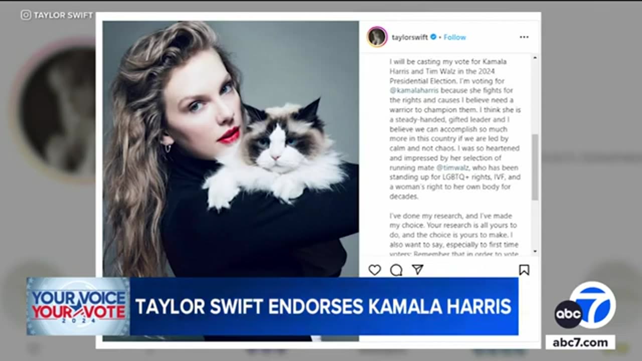 Taylor Swift endorses Kamala Harris for president after debate