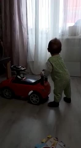 Little girl Parking a rad car