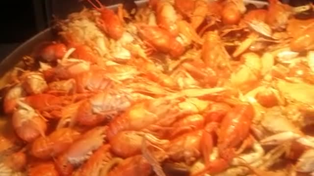 Delicious fried cancer and prawns with lemon slices, Turkish Hamsi Tava