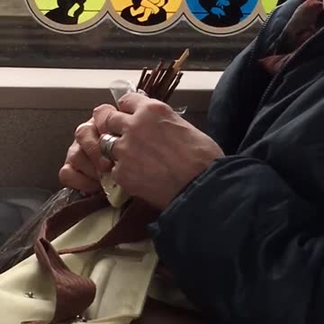 Woman eats whole rectangle of cheese on train
