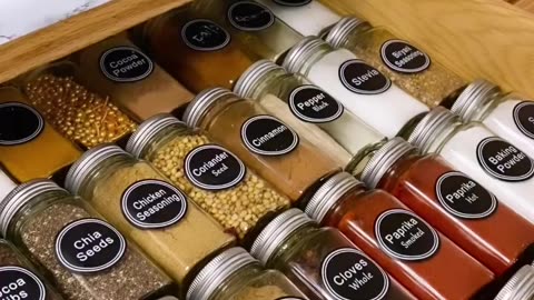 SpaceAid Kitchen Drawer Spice Organizer with 40 Glass Spice Jars