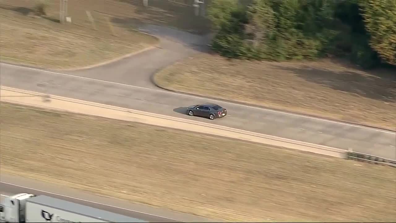 Helicopter View Police Chase and Crash Dallas (no audio)