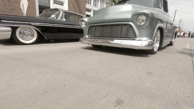 Variety Of Vintage Cars On The Street