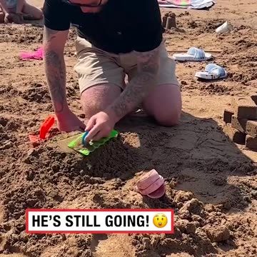Builder Boyfriend Builds Bricks At The Beach