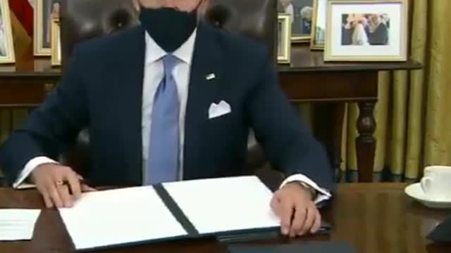 Joe Biden signing blank pieces of paper claiming they are Executive Orders...